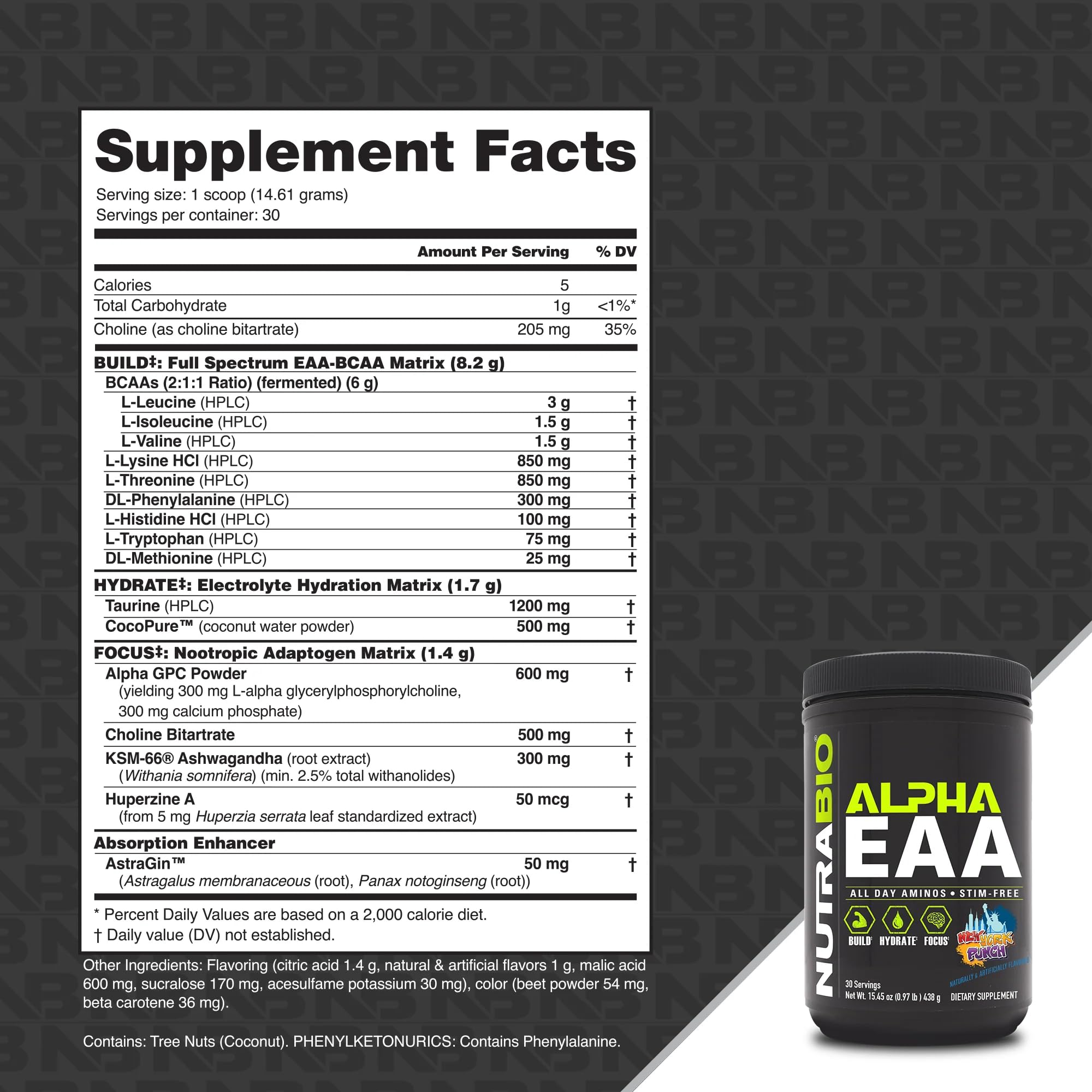NutraBio Alpha EAA Powder 453g packaging