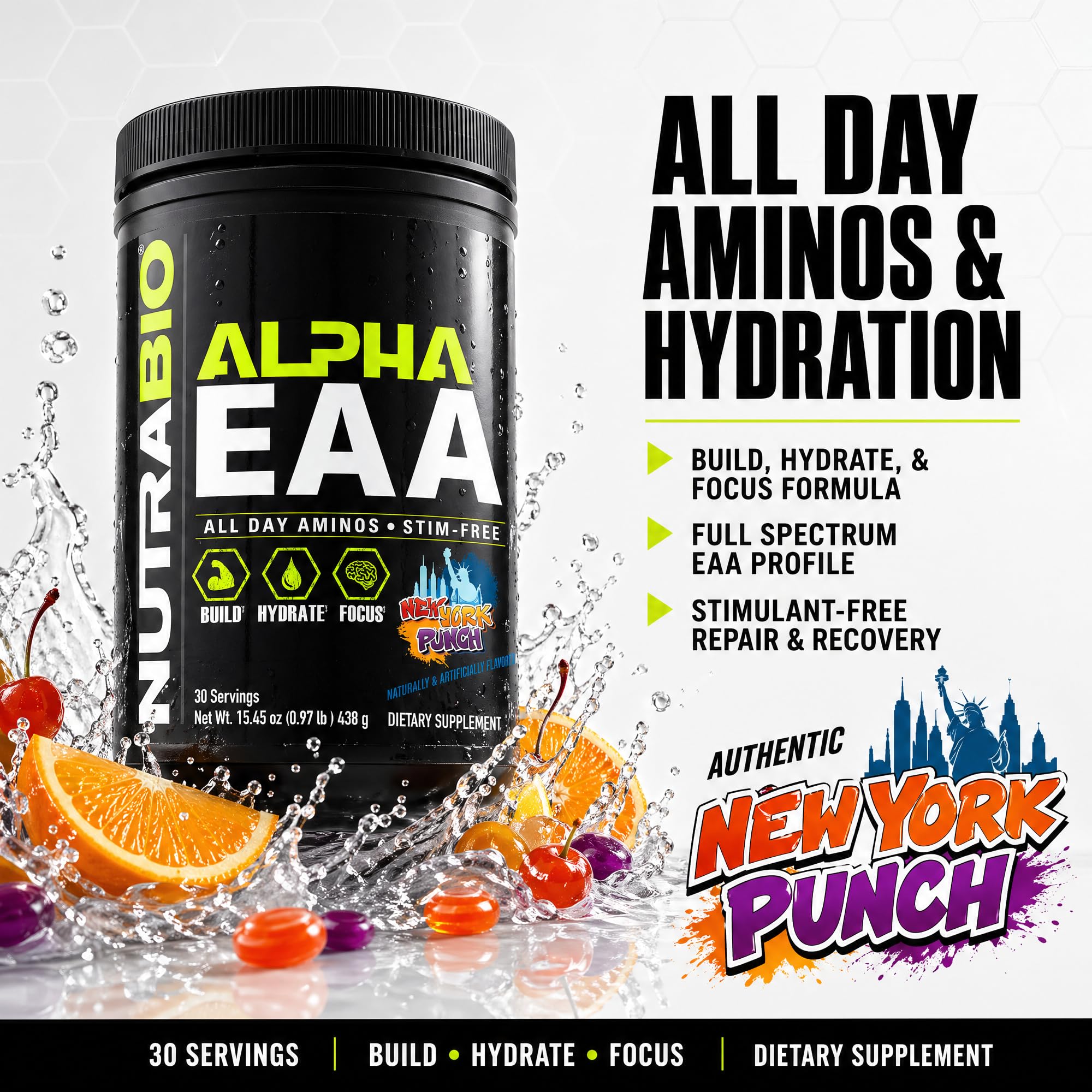 NutraBio Alpha EAA Powder 453g side view