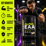 NutraBio Alpha EAA Powder 472g in a glass of water