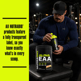 NutraBio Alpha EAA Powder 481g in a gym setting