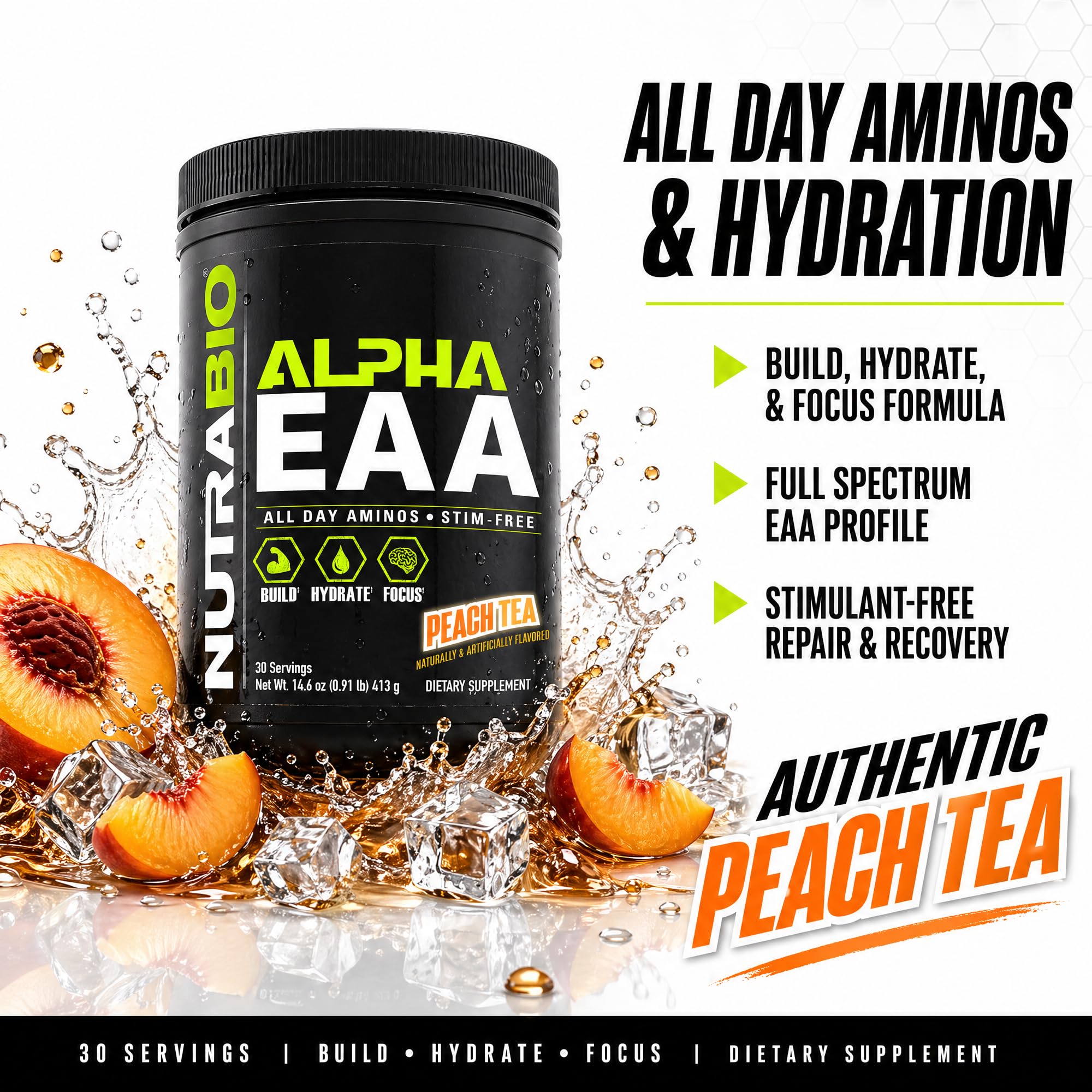 NutraBio Alpha EAA Powder 481g nutritional information