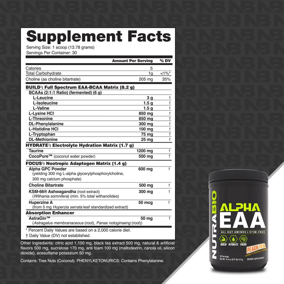 NutraBio Alpha EAA Powder 481g packaging