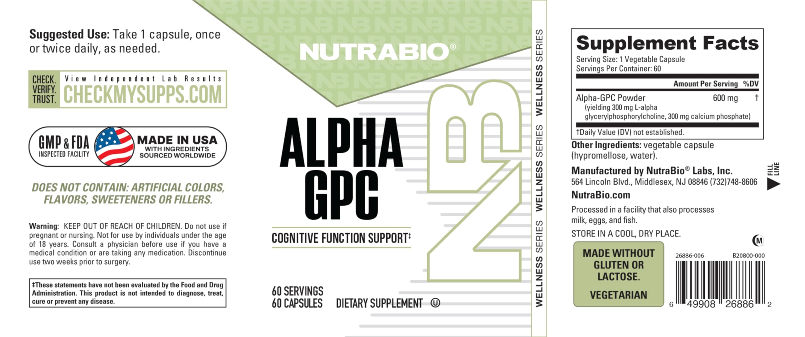 NutraBio Alpha Lipoic Acid 300mg capsules displayed with other supplements