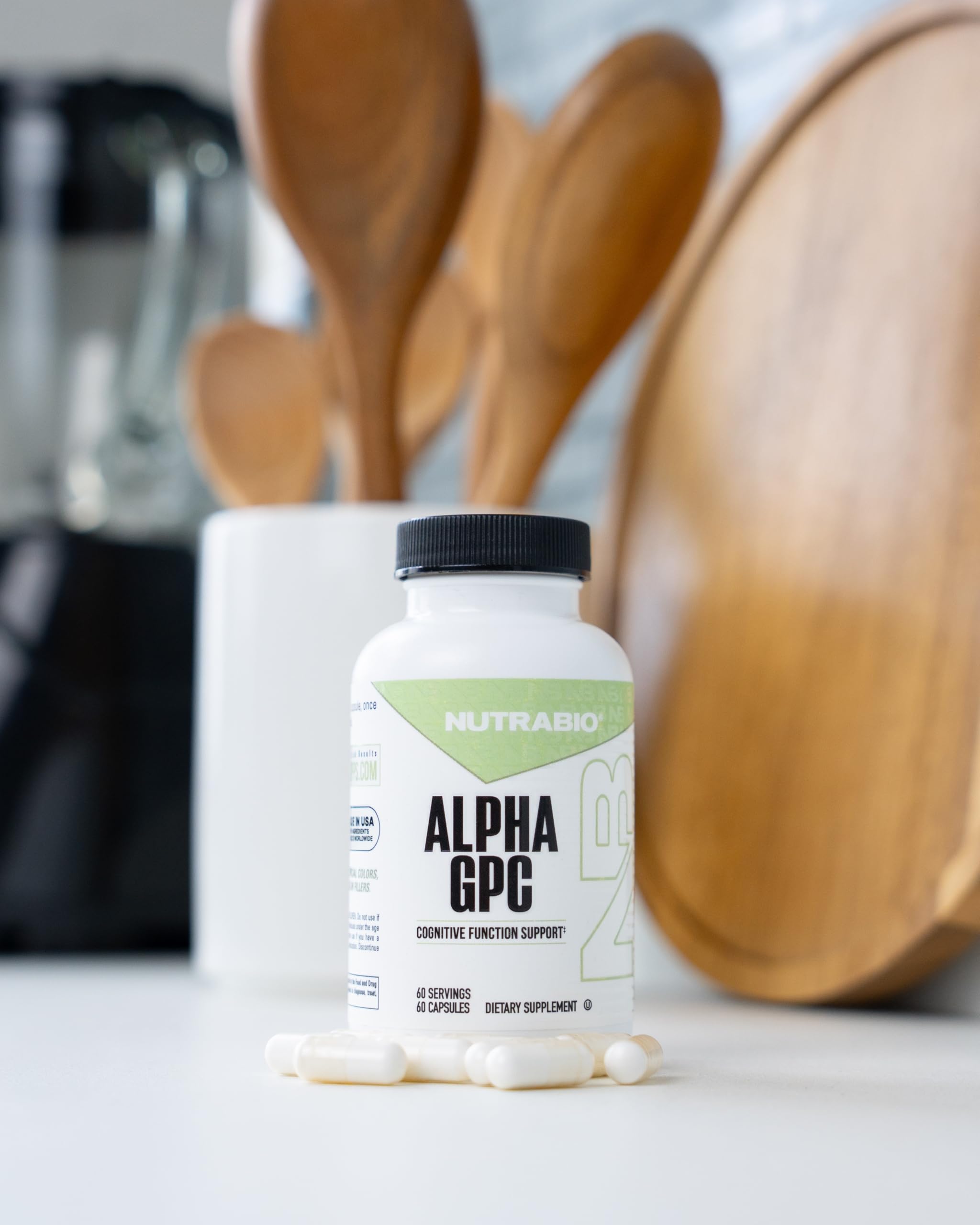 NutraBio Alpha Lipoic Acid 300mg capsules with measuring spoon