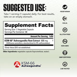 NutraBio Ashwagandha capsules with ingredients list