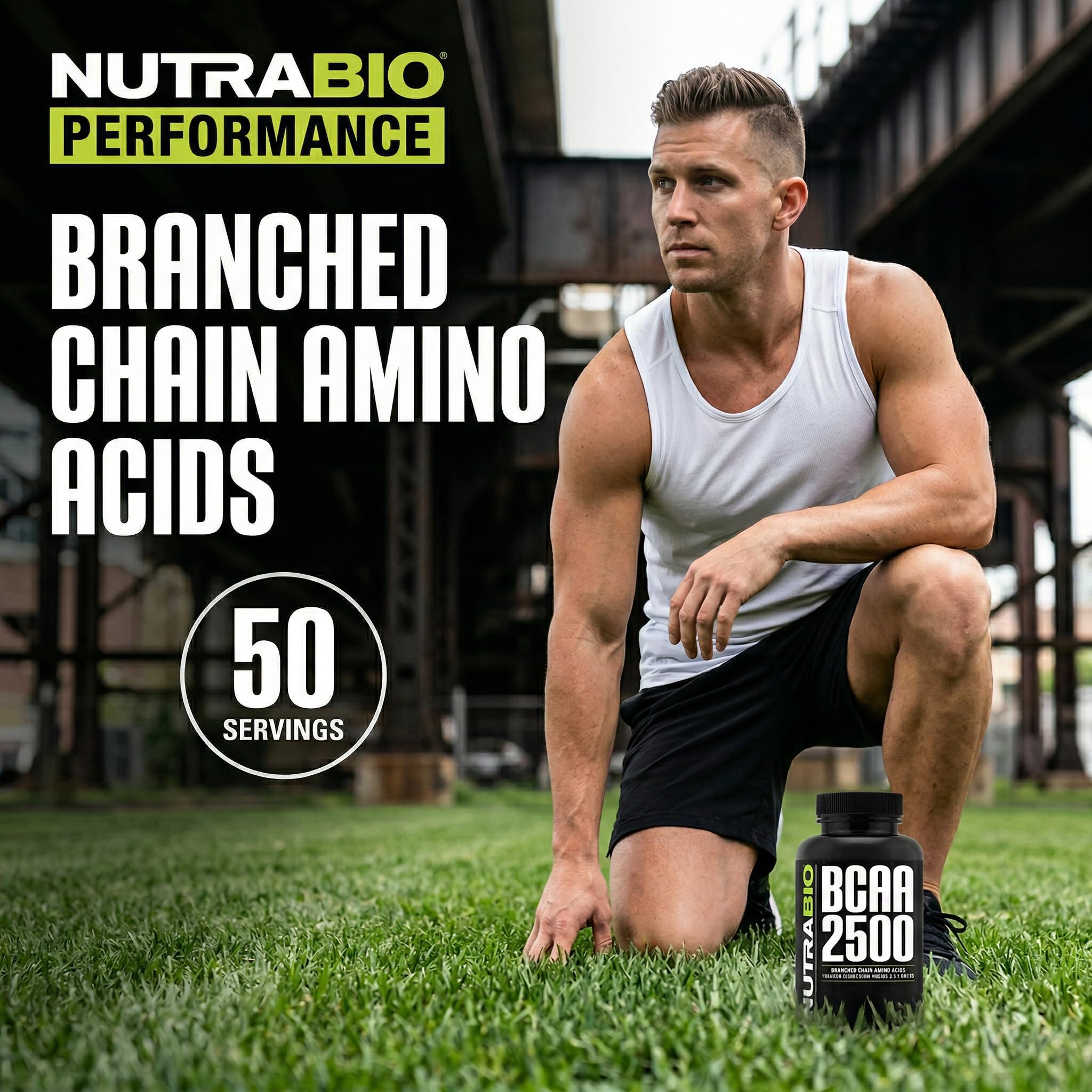 NutraBio BCAA 2500 227g scoop and powder