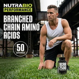 NutraBio BCAA 2500 227g scoop and powder