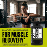 NutraBio BCAA 2500 packaging on a table