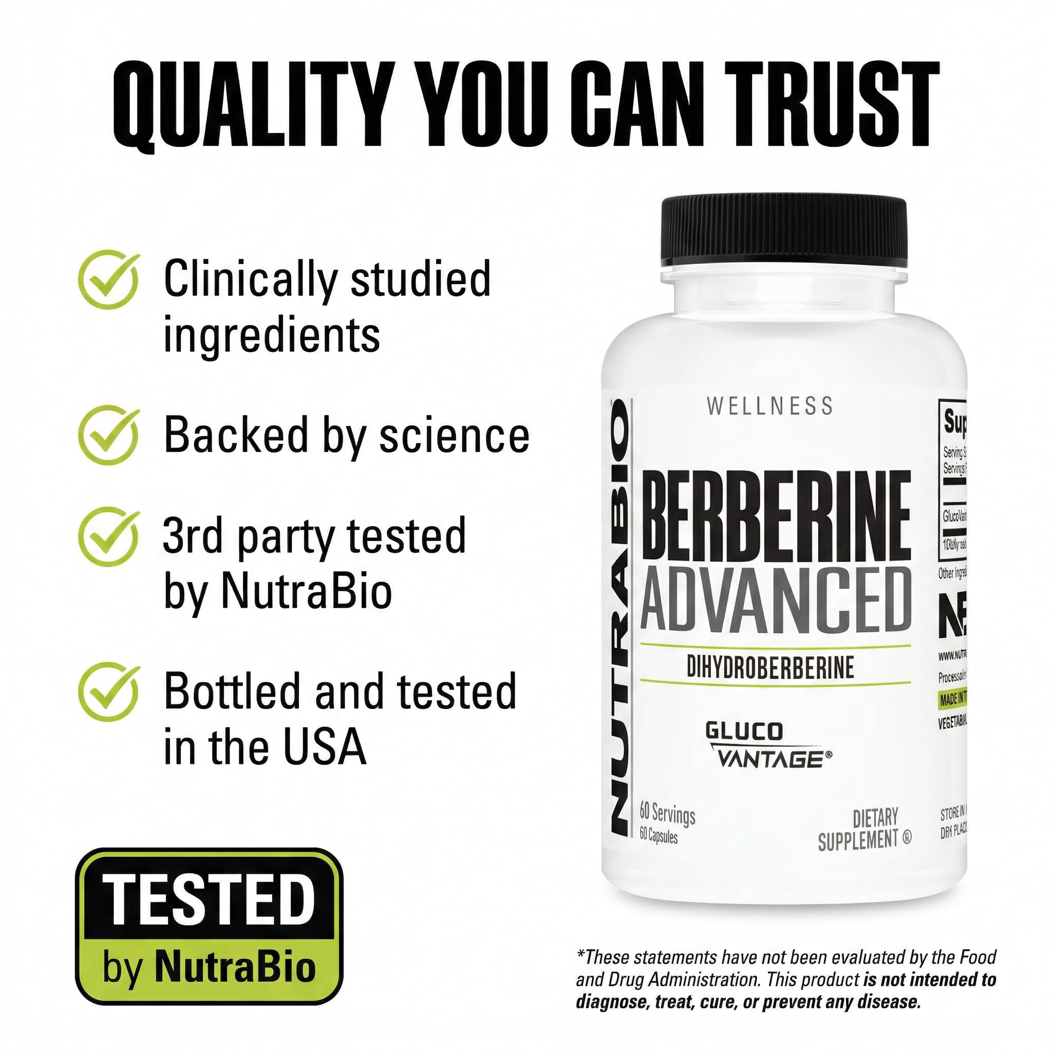 NutraBio Berberine Advanced bottle with capsules