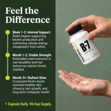 NutraBio Biotin B-7 supplement lifestyle scene with natural background
