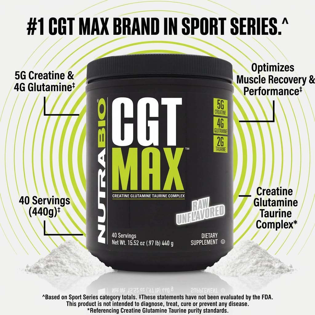 NutraBio CGT-MAX Creatine Supplement 499g packaging