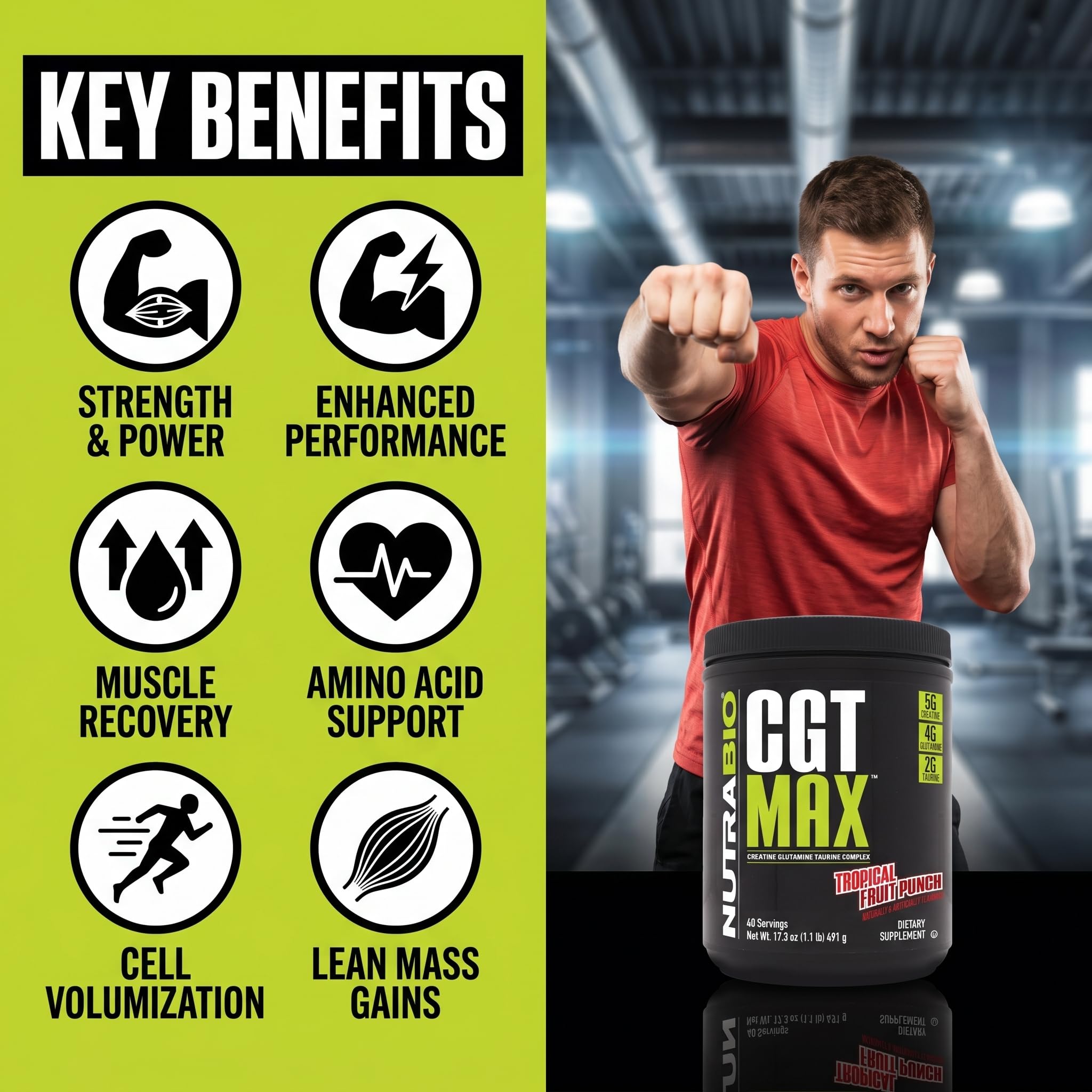 NutraBio CGT-MAX Creatine Supplement 549g ingredient list