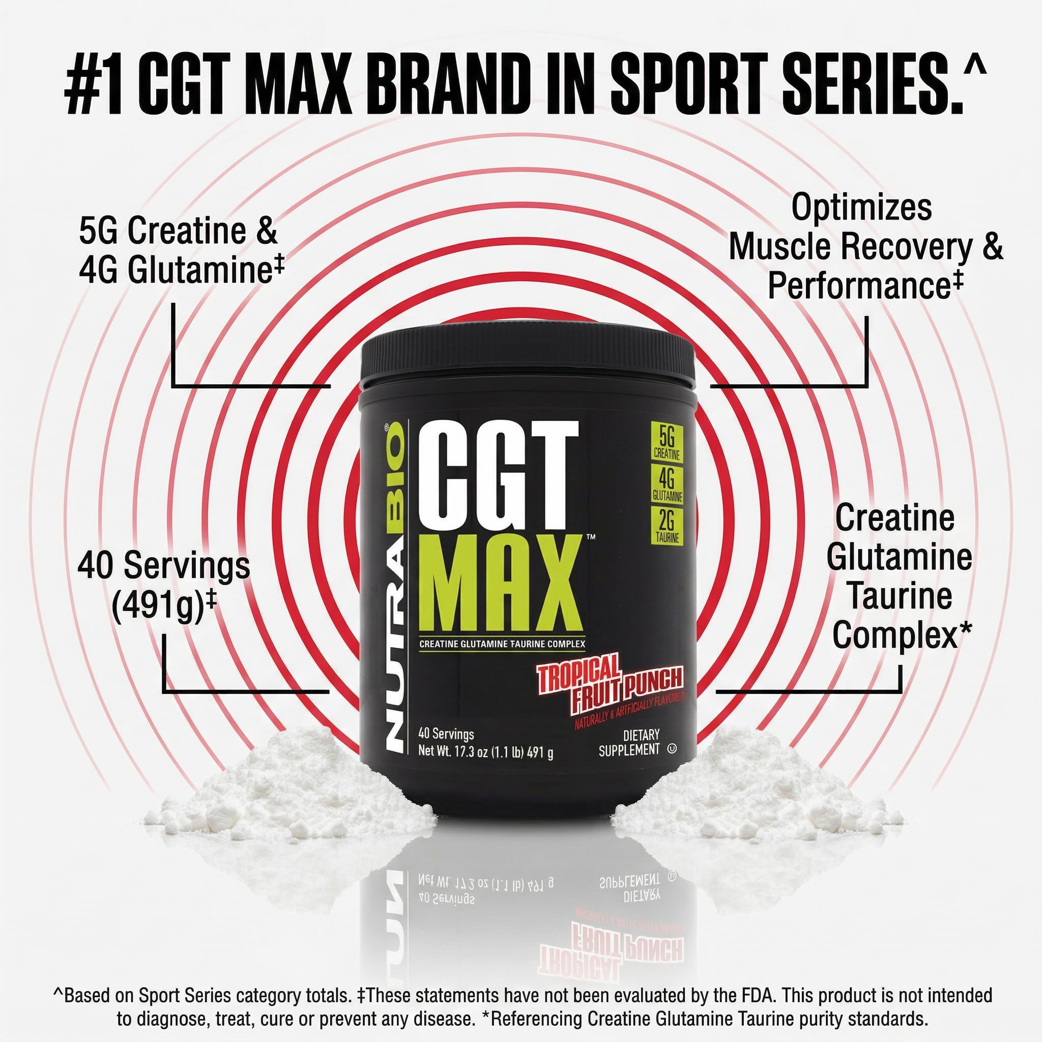 NutraBio CGT-MAX Creatine Supplement 549g product label