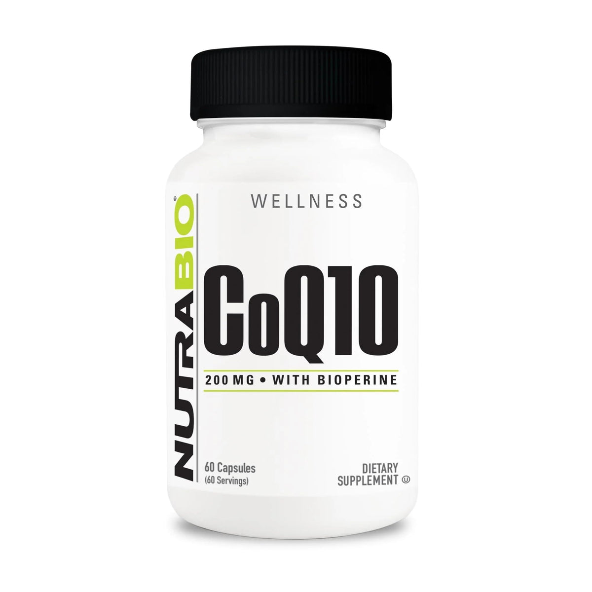NutraBio CoQ10 Supplement 50g front view