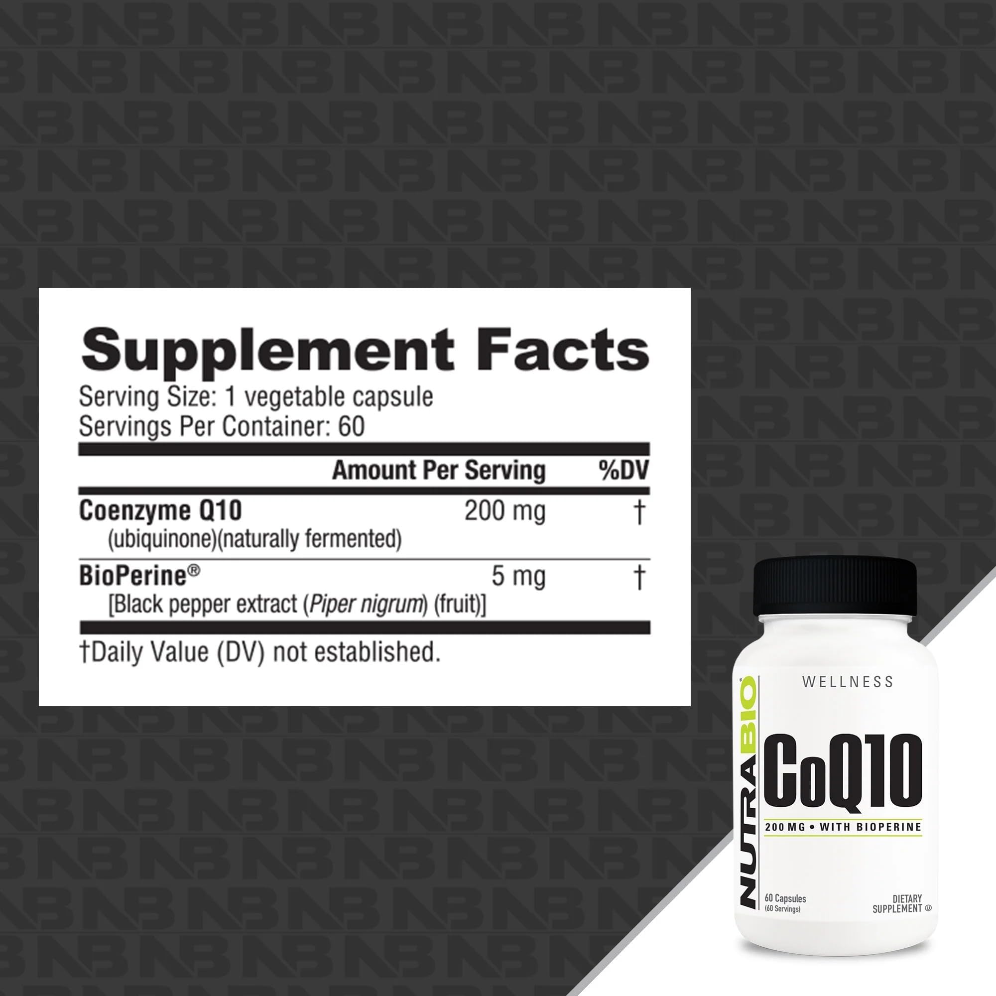 NutraBio CoQ10 Supplement 50g side view