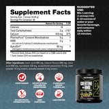 NutraBio Creatine HMB Powder displayed with workout gear