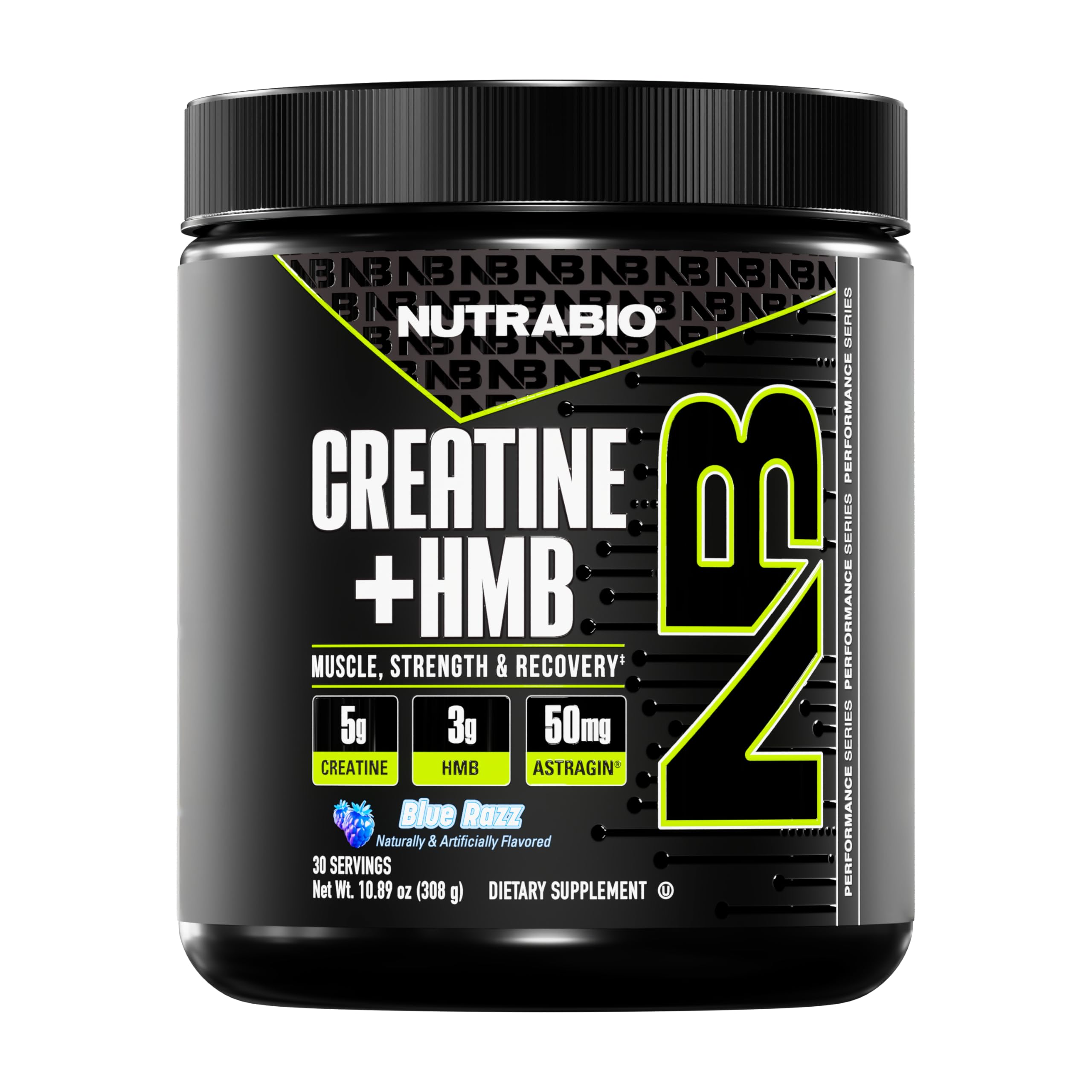 NutraBio Creatine HMB Powder front view packaging
