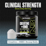 NutraBio Creatine HMB Powder next to a water bottle