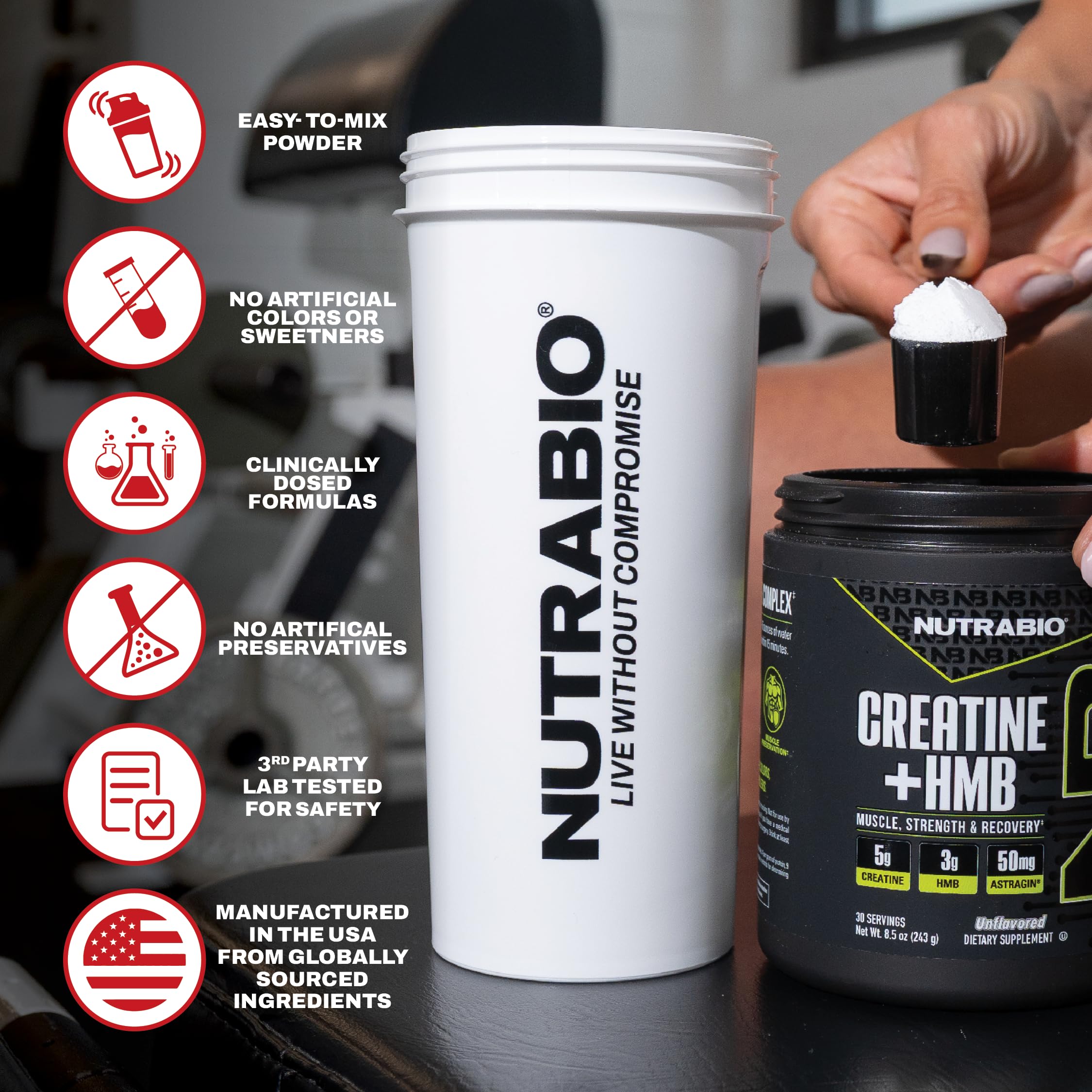 NutraBio Creatine HMB Powder nutritional information