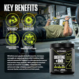 NutraBio Creatine HMB Powder scooped out on a surface
