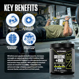 NutraBio Creatine HMB Powder side view with scoop