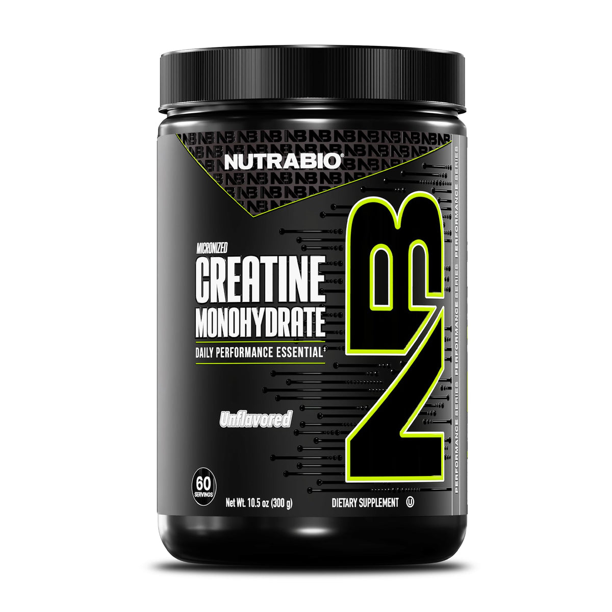 NutraBio Creatine Monohydrate 300g front view