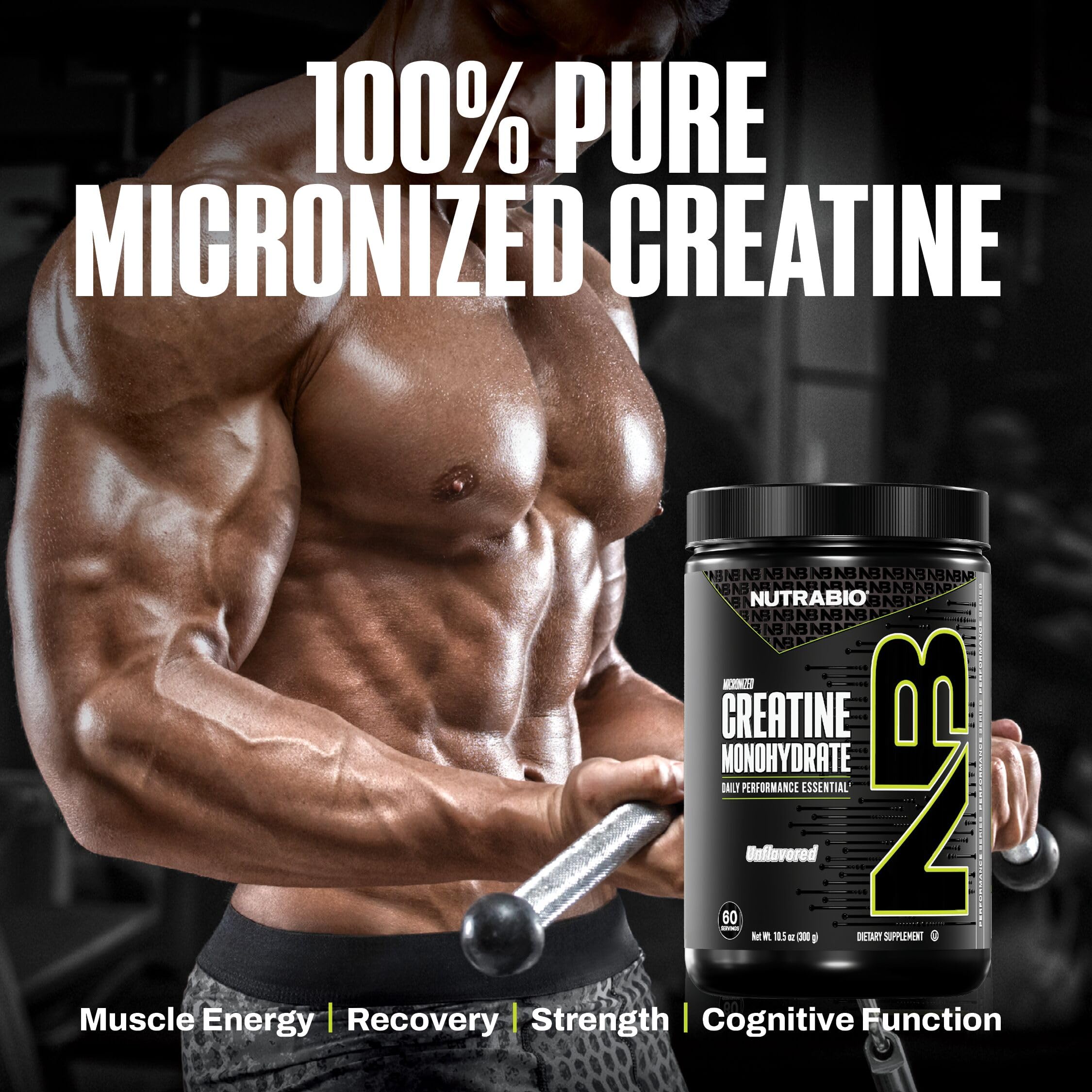NutraBio Creatine Monohydrate 300g nutritional information