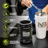 NutraBio Creatine Monohydrate 300g on a gym table