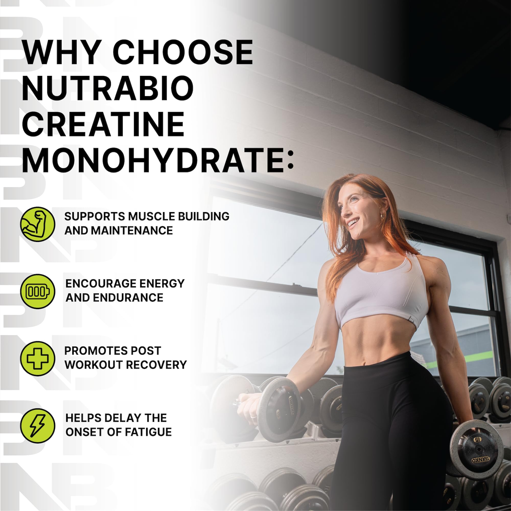 NutraBio Creatine Monohydrate 300g opened with scoop