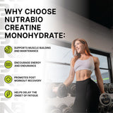 NutraBio Creatine Monohydrate 300g opened with scoop