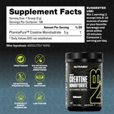 NutraBio Creatine Monohydrate 500g back view with nutritional information