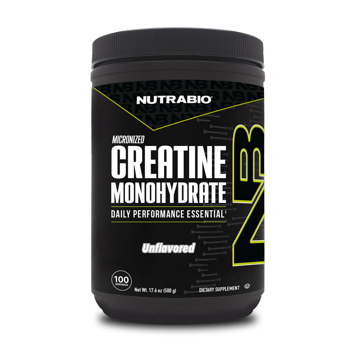 NutraBio Creatine Monohydrate 500g front view