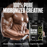 NutraBio Creatine Monohydrate 500g packaging with serving scoop