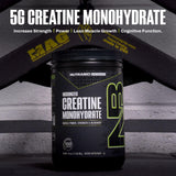 NutraBio Creatine Monohydrate 500g with fitness accessories