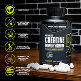 NutraBio Creatine Monohydrate Capsules lifestyle scene with fitness gear