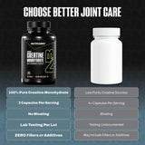 NutraBio Creatine Monohydrate Capsules on a gym bench