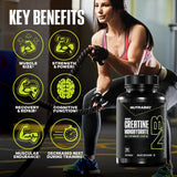 NutraBio Creatine Monohydrate Capsules opened bottle with capsules