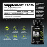 NutraBio Creatine Monohydrate Capsules side view showing dosage