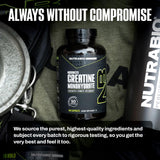 NutraBio Creatine Monohydrate Capsules with water bottle