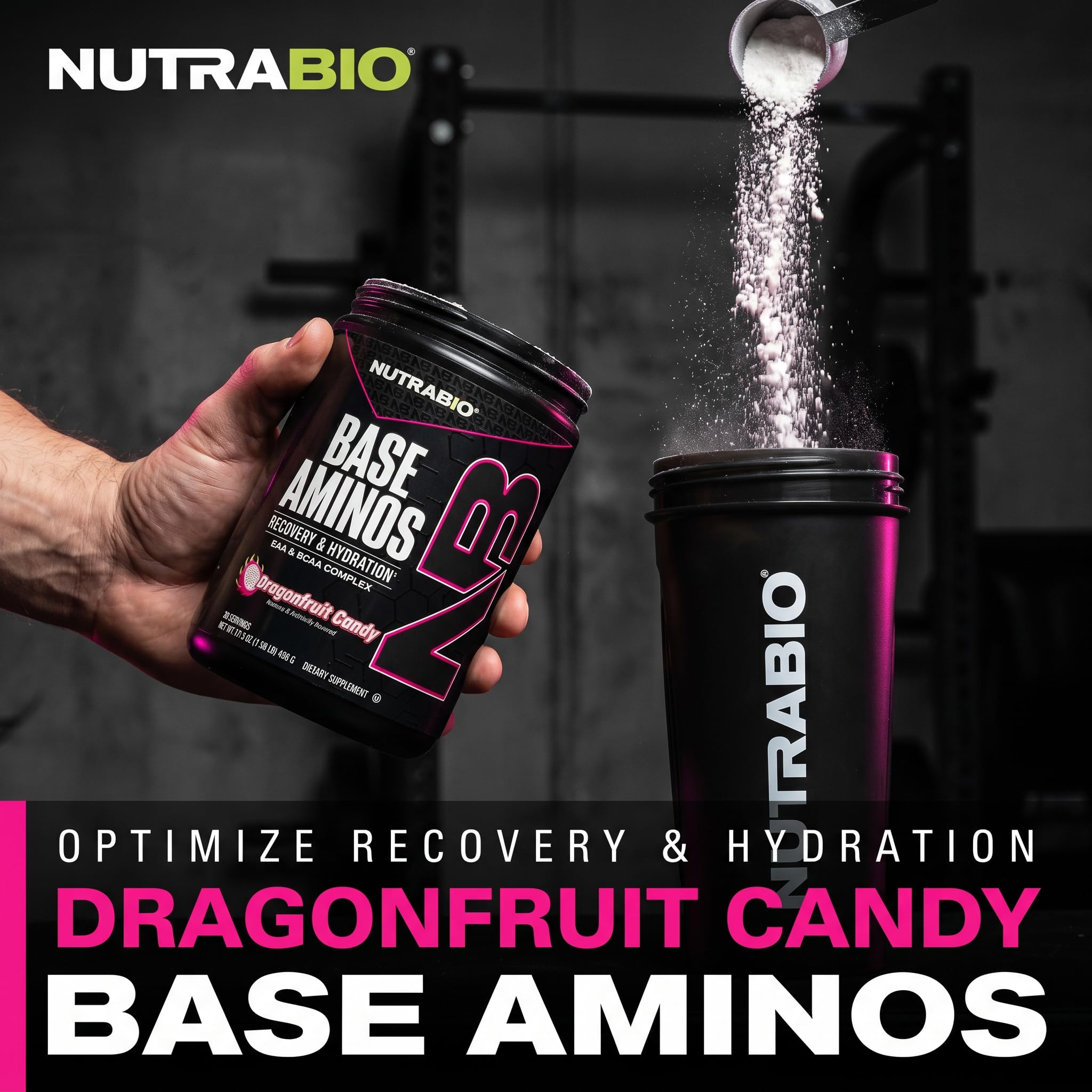 NutraBio EAA + BCAA Performance Formula 10g in a shaker