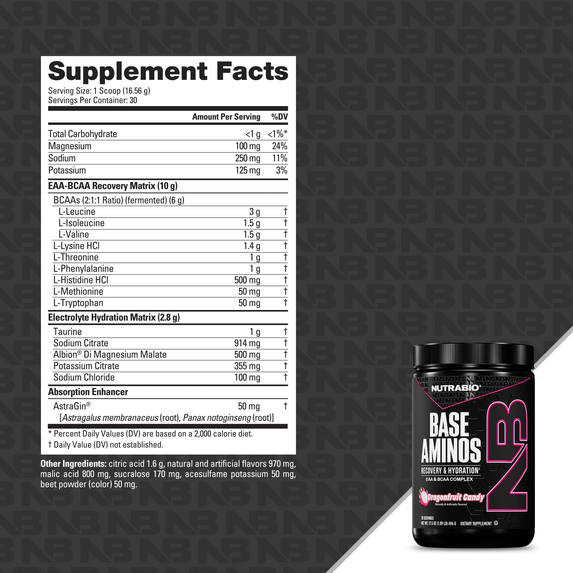 NutraBio EAA + BCAA Performance Formula 10g side view