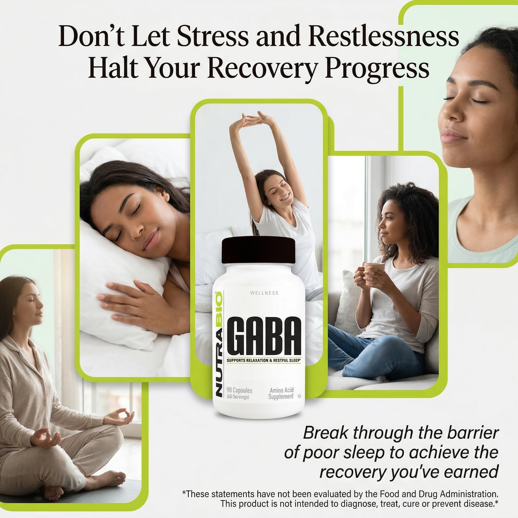 NutraBio GABA Supplement 68g capsule close-up