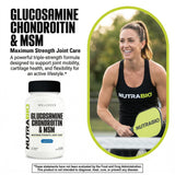 NutraBio Glucosamine Chondroitin MSM supplement back view with ingredients