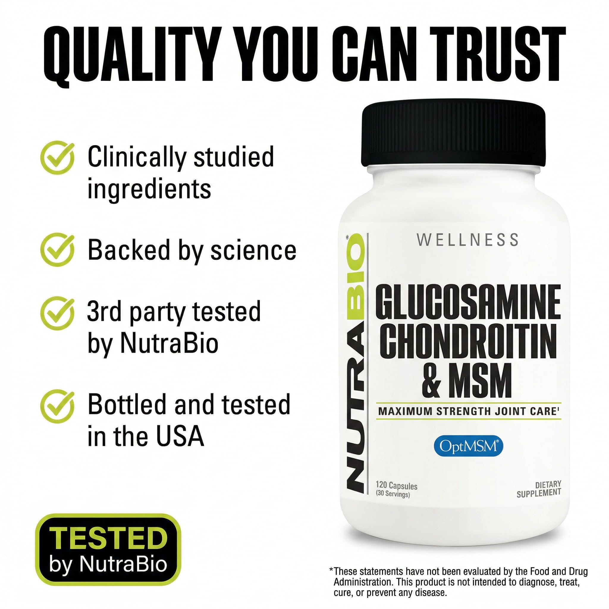 NutraBio Glucosamine Chondroitin MSM supplement packaging