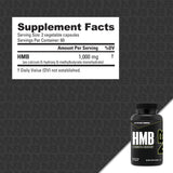NutraBio HMB Supplement 104g back view with ingredient list