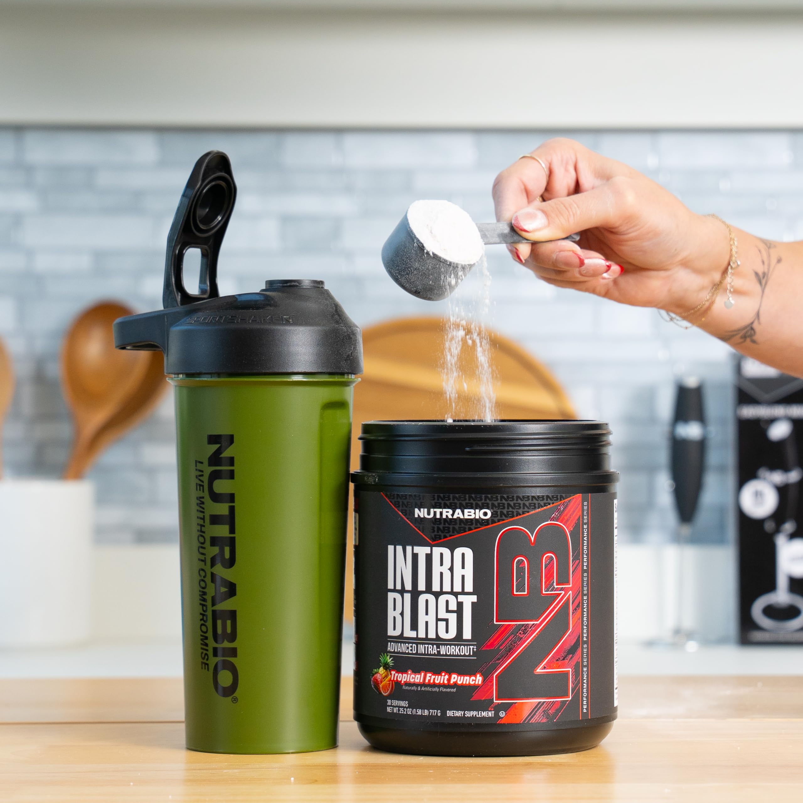 NutraBio Intra Blast BCAA Powder 717g mixed in water