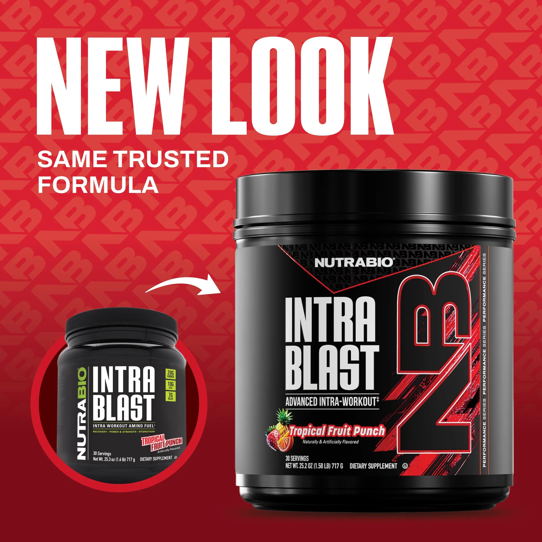 NutraBio Intra Blast BCAA Powder 717g side view