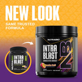 NutraBio Intra Blast BCAA Powder 726g back view with nutritional information