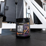 NutraBio Intra Blast BCAA Powder 726g on a fitness mat