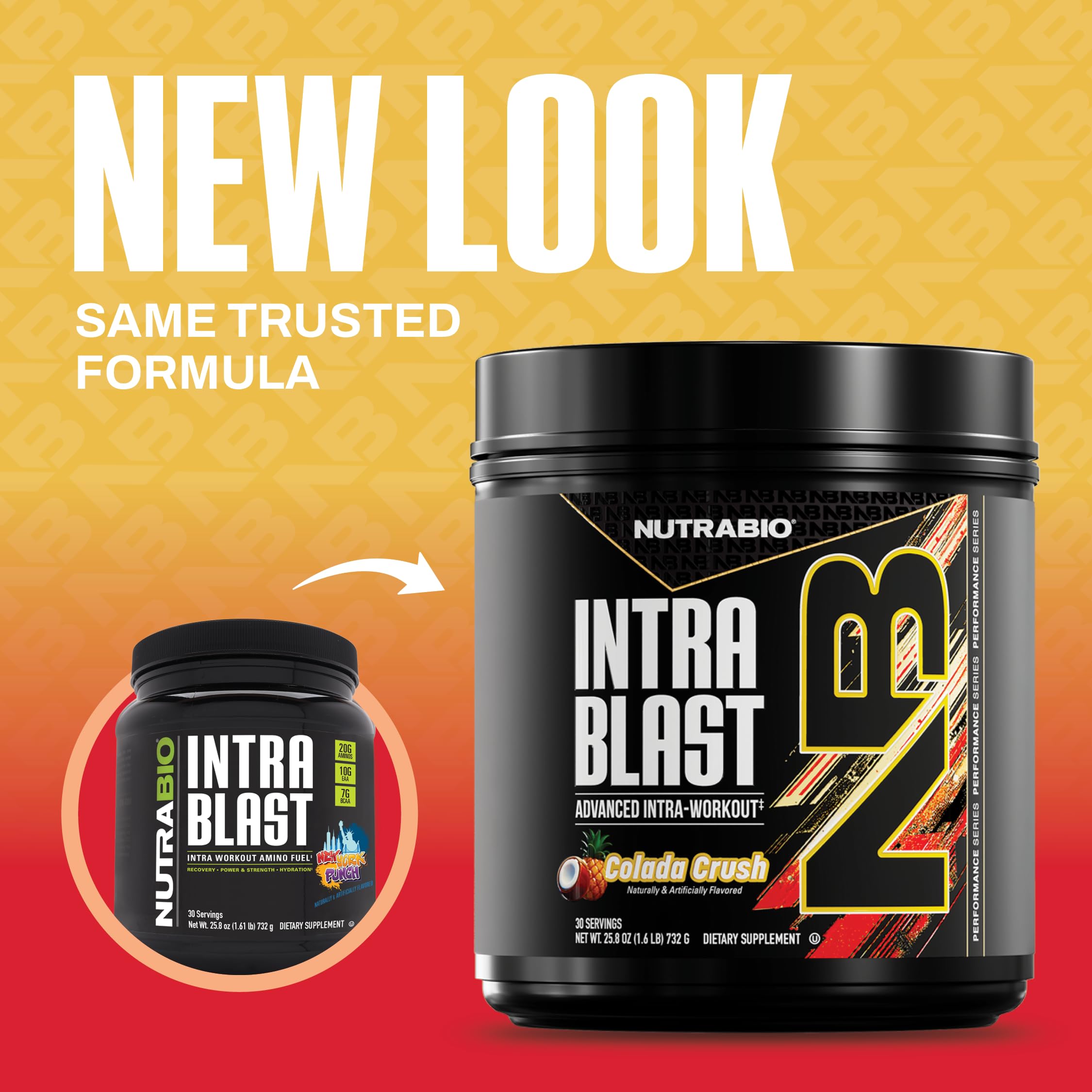 NutraBio Intra Blast BCAA Powder 848g side view